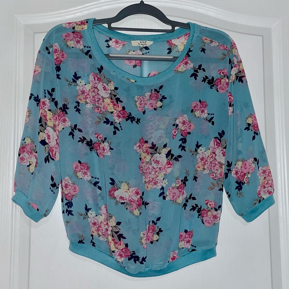 Iris Blue Floral Blouse Top
